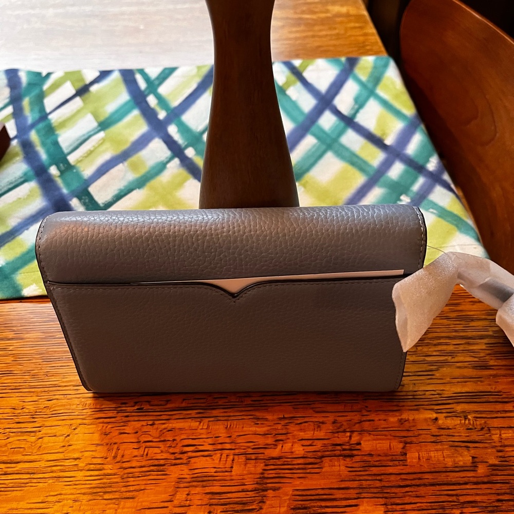 NEW kate spade New York Leather Harlow Wallet On A String In Dusty Blue - Picture 9 of 9